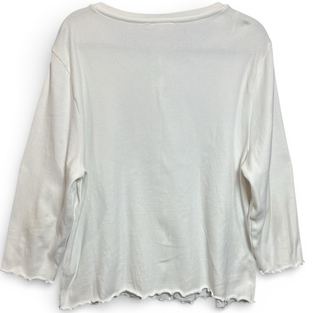 💜 Riley & Rae White Ribbed Cardigan Top XL Button Front Cropped - Picture 2 of 10